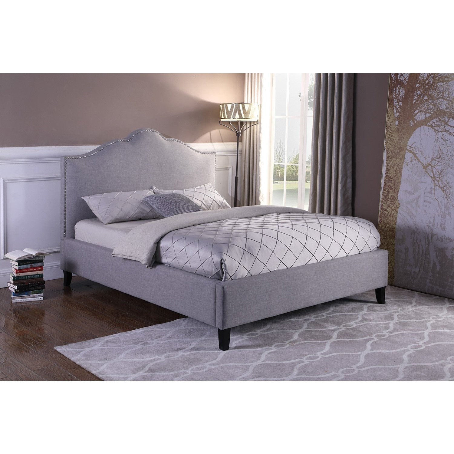 Parker Living Jamie BJAM80002FAL Queen Upholstered Bed with Nailhead